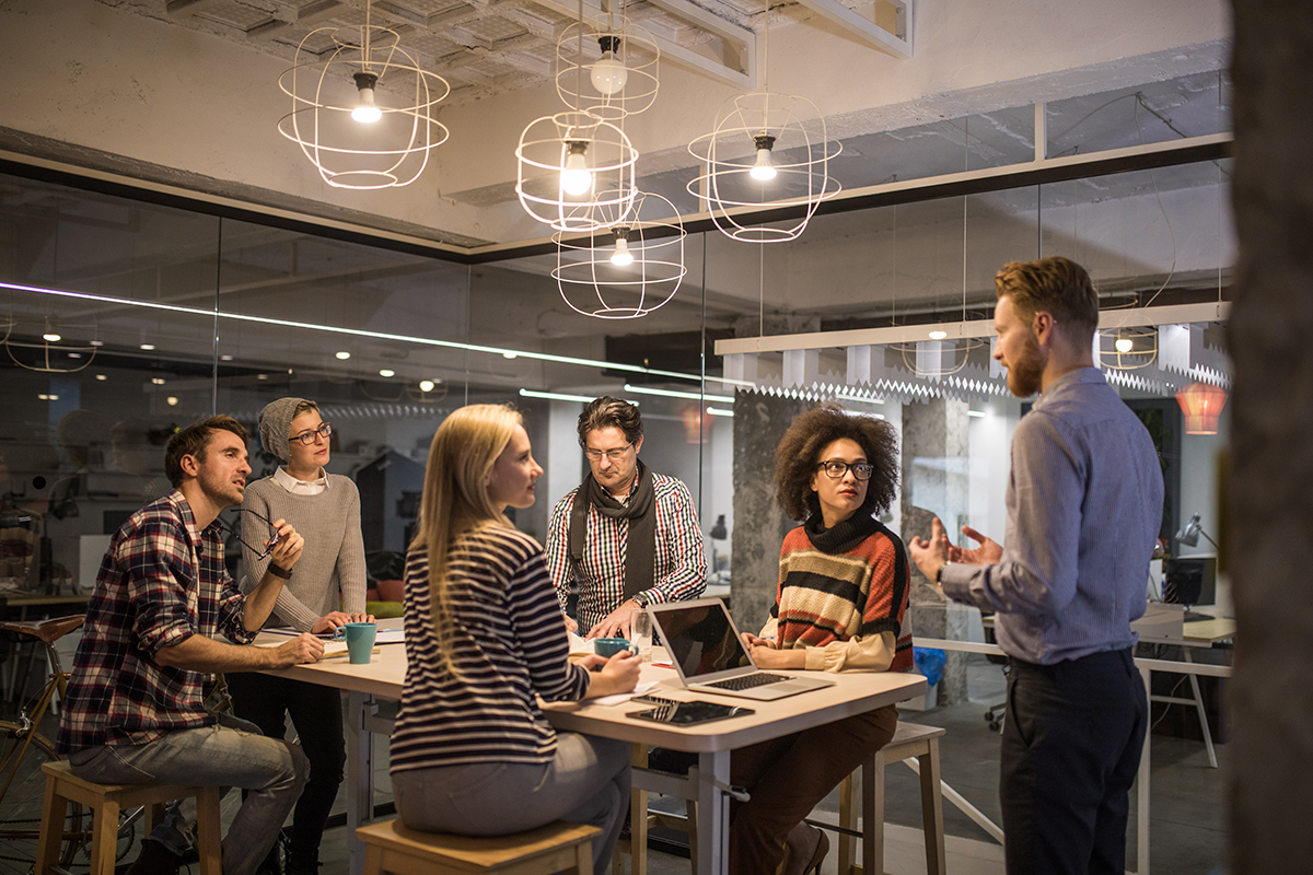 Work team at a meeting. 