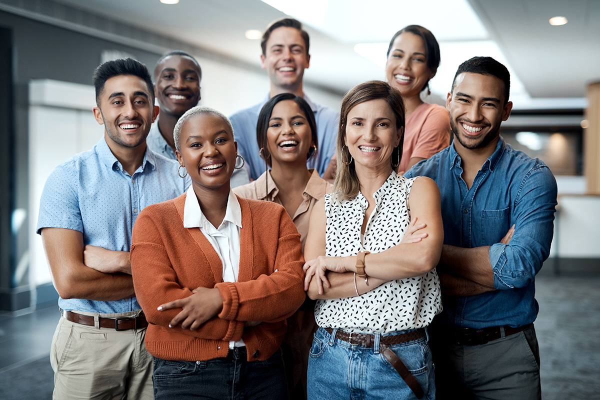 Image of a work team made up of men and women. 