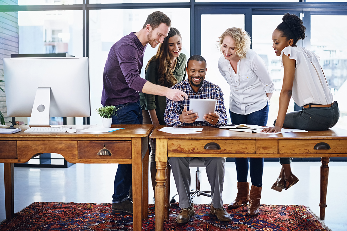 Shot of a team of designers working together in the office