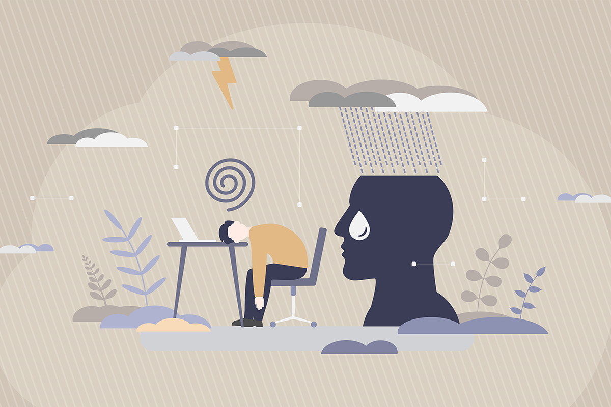 Boreout Syndrome - Profound and continuous work demotivation experienced as extreme boredom - Conceptual Illustration.