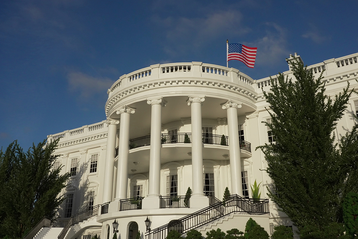 TikTok - The White House in Washington DC, USA, South front Portico facing trees and garden. Official residence and workplace of the president of the United States.